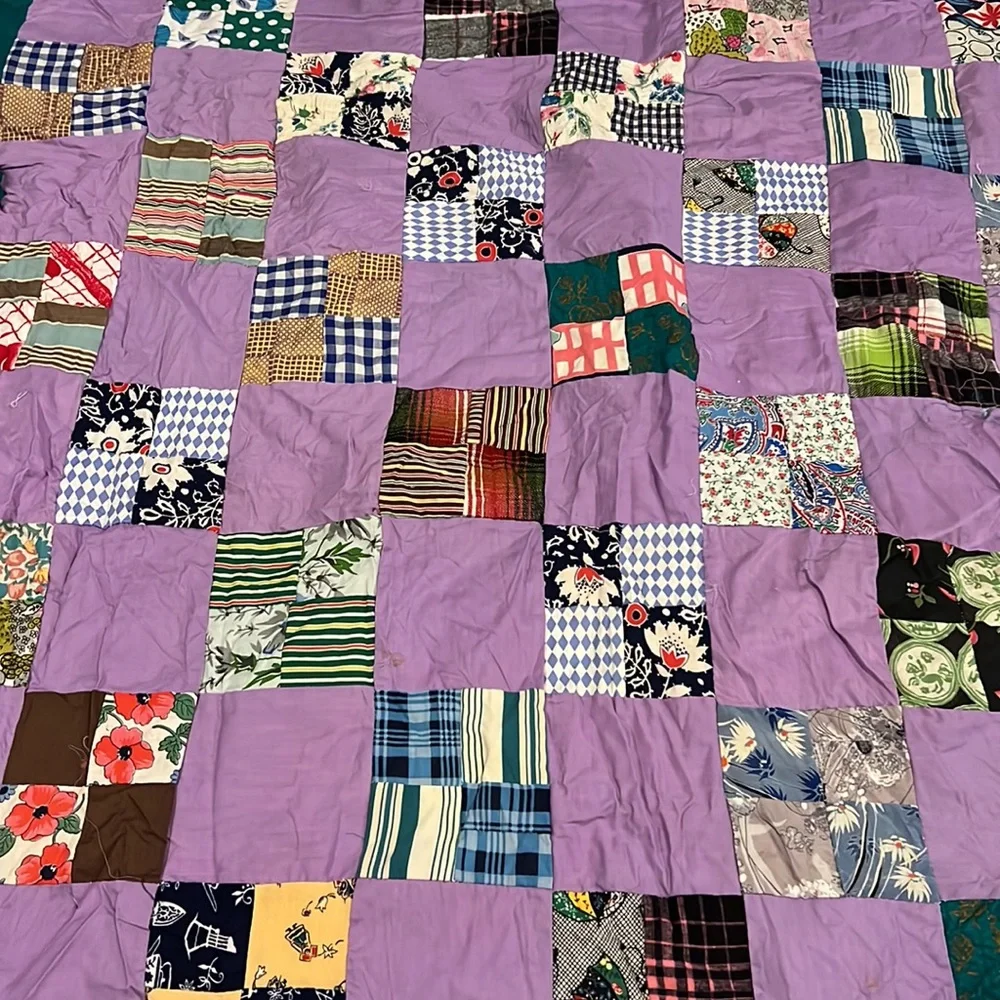 Handmade unfinished Quilt topper patchwork 42”  x 62”